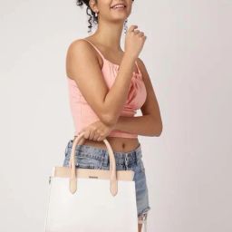 Fastrack White Color Block Medium Handbag-18