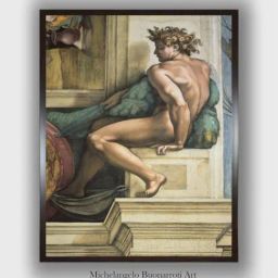 The Art House Green & Beige Sistine Chapel Ceiling Wooden Framed Painting Wall Art - 36 x 54 Inch-image-82