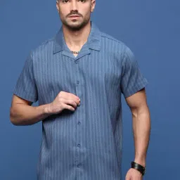 showoffff Showoff Blue Cotton Relaxed Fit Self Pattern Shirt-picture-25