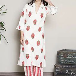 Spring Soul Off White Cotton Flex Printed Kurta-image-28