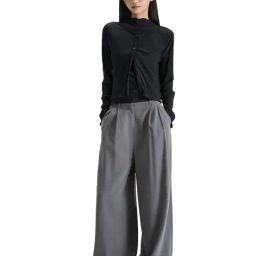 MIXXO Black Pleated Regular Fit Cardigan-picture-3