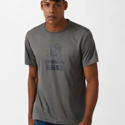 Reebok Grey Slim Fit Printed Sports T-Shirt-image-68