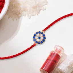 Zavya Zavya Radiant Elegance With Cubic Zirconia Gold-Plated Sterling Silver Thread Rakhi For Him-image-8