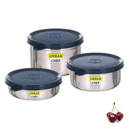 Urban Chef Blue Stainless Steel Essential Lunch Box Containers - Set of 3-image-25