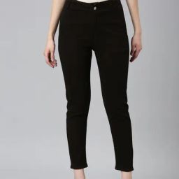 SHOWOFF Dark Brown Denim Slim Fit Mid Rise Jeans-image-60