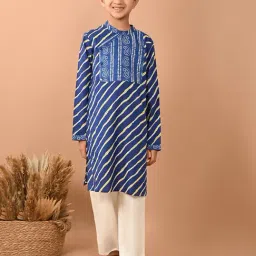 LilPicks Kids Blue & White Printed Full Sleeves Kurta with Pyjamas-image-21