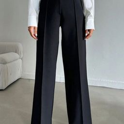 BROADSTAR Women Korean Smart Straight Fit High-Rise Easy Wash Pleated Trousers-image-62