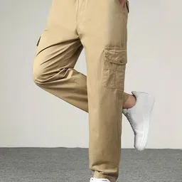 R.Code by The Roadster Life Co. Men Regular Fit High Rise Cotton Cargo Trousers-image-58