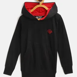 CHIMPRALA Kids Black Solid Solid Cotton Hooded Antimicrobial Sweatshirt-picture-13
