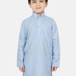 SG YUVRAJ Boys Turquoise Blue Solid Straight Kurta-picture-50