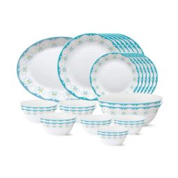 Borosil Tiara Series Royal Jade White Opalware Dinner Set -27 Pieces-39