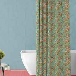 ArtzFolio Green & Red Printed Waterproof Shower Curtain-16