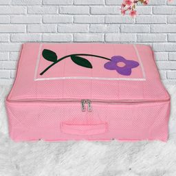 Kuber Industries Pink & White  Printed Satin Saree Cover Organiser-11