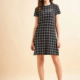 Sweet Dreams Black Check Night Dress-picture-16