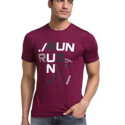 Parx Maroon Regular Fit Printed Crew T-Shirt-picture-7