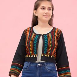 Aarika Kids Black Embroidered Jacket-image-82