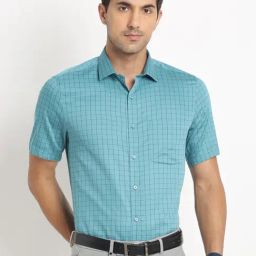 Turtle Green Cotton Regular Fit Checks Shirt-image-56