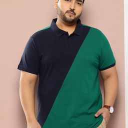 Sztori Plus-Size Colourblocked Polo Collar Pure Cotton T-shirt-picture-18