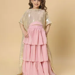 CORD OF LOVE Girls Embellished Sequinned Ready to Wear Lehenga &-picture-54