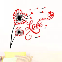 rawpockets Black & Red Love Floral Art Wall Stickers-image-99