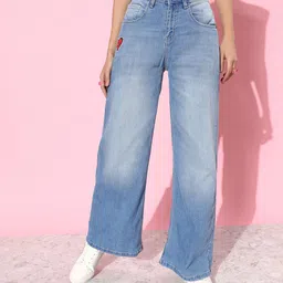 Kook N Keech Women Attractive Blue Straight Wide Leg We (May) Party-Upgraded denims Jeans-image-70