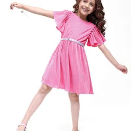 Hola Bonita Striped Flared Sleeve Fit & Flare Dress-image-52