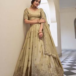 LOOKNBOOK ART Floral Embroidered Ready to Wear Lehenga & Unstitched Blouse With Dupatta-57