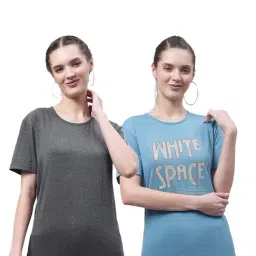 Vimal Jonney Grey & Sky Blue Cotton Graphic Print T-Shirt (Pack Of 2)-image-102
