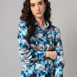 PURYS Blue Printed Shirt-image-16