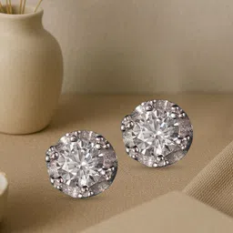 TVISVA JEWELS 925 Sterling Silver Rhodium-Plated CZ Studded Circular Shaped Studs-17