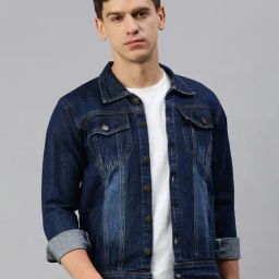 VOXATI Blue Regular Fit Shirt Collar Denim Jacket-image-36