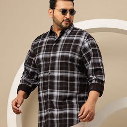Sztori Plus Size Cotton Checked Casual Shirt-image-70