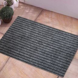 Kuber Industries Grey & Black Striped Microfiber Anti-Skid Door Mat-10