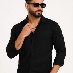 KHUSHI CREATION Textured Original Spread Collar Slim Fit Casual Shirt-image-100