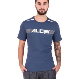 ALCIS Blue Round Neck Polyester T-Shirt-image-56