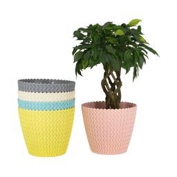 GARDEN'S NEED 5-Pcs Yellow & Pink Textured Eco-Friendly Poppy Planters-48
