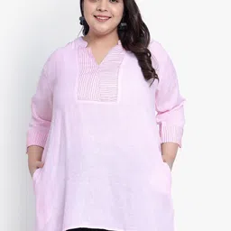 Indietoga Mandarin Collar Cotton High-Low Longline Top-image-46