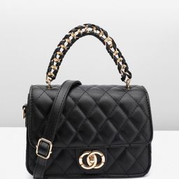 DressBerry Quilted Structured Satchel Bag-18