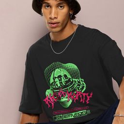 Kook N Keech Men Ricky & Morty Printed Drop-Shoulder Sleeves Oversized Pure Cotton T-shirt-image-26