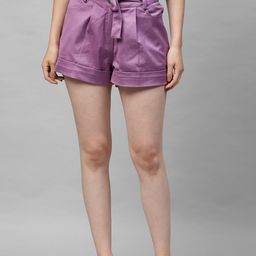 Athena Women Lavender Solid Regular Fit Shorts-image-12