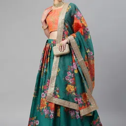 DIVASTRI Embroidered Sequinned Semi-Stitched Lehenga & Unstitched Blouse With Dupatta-image-86