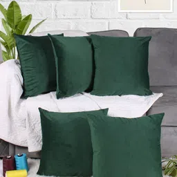 STITCHNEST Green 5 Pieces Velvet Square Cushion Covers-image-91