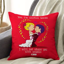 Indigifts Red & White Printed Square Shaped Cushion-47