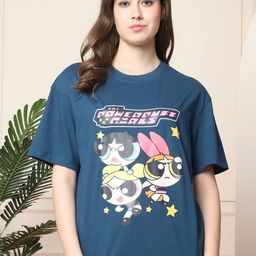 Dreambe Women Printed Drop-Shoulder Sleeves Applique T-shirt-image-69