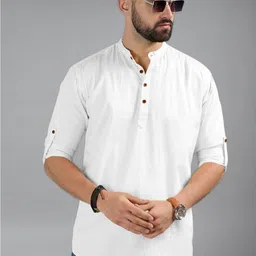 Vida Loca Men Mandairan Collar Roll-Up Sleeves Kurta-picture-16