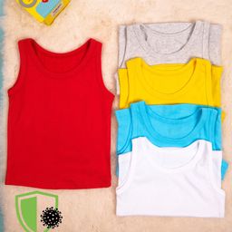 COCOON ORGANICS Anti-Microbial Pack Of 5 Sleeveless Solid Vests - Multi Colour-image-10