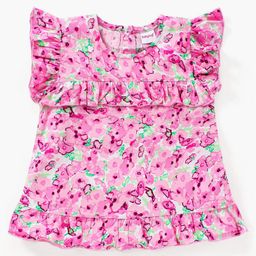 Babyhug Frill Sleeves Rayon Top With Floral Print- White-image-45