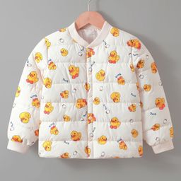 Kookie Kids Full Sleeves Padded Winter Jacket Duck Print - Cream-image-62