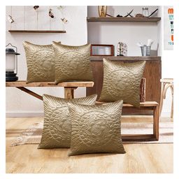 Kuber Industries Embossed Flower Cushion CoverRactangle Cushion CoversSofa Cushion CoversCushion Covers 16 inch x 16 inchCushion Cover Set of 5 (Gold)-picture-18
