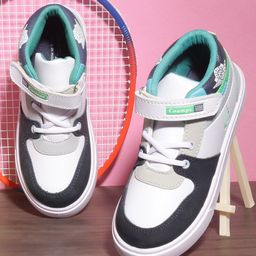 CHamps SHOES Colour Blocked Velcro Closure Shoes - White & Sea Green-image-82